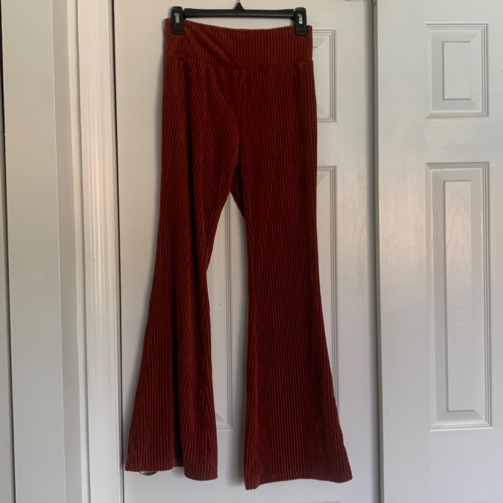 Burnt orange flare pants, Size S
